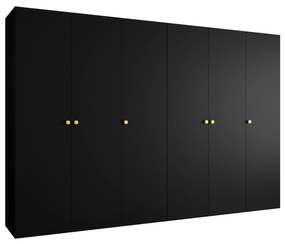 Šatníková skriňa 300 cm Parna 1 (čierna + zlatá). Akcia -20%. Vlastná spoľahlivá doprava až k Vám domov. 1125906