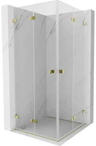 Mexen Lunar-F Duo, skladací sprchový kút 95 x 95 cm, 6mm číre sklo, zlatý profil, 836-095L-095P-50-00