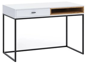 Moderný písací stôl Olier OL01, Farby: biely / biely + dub artisan