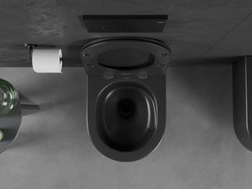 Mexen Sofia, závesná WC misa 490x360x355 mm, Rimless Tornádo + WC sedadlo z duroplastu, čierna matná, 30541085T