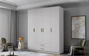 Šatníková skriňa ADA I 160 cm - biela / zlaté úchytky