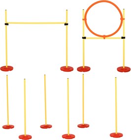 PawHut Agility Set pre psy - 3-dielna sada agility vybavenia na tréning psov s priečkami a 6 slalomovými tyčami | Aosom