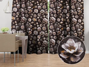 Biante Bavlnený záves Sandra SA-625 Magické lekná na temne hnedom 150x200 cm