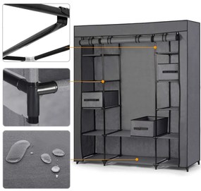 Textilná šatníková skriňa Massido MS-800 + šuflíky - grafitová