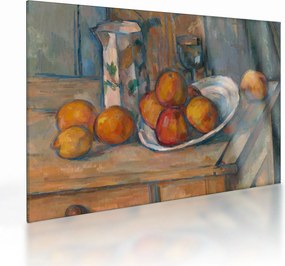 Sklenený obraz - Paul Cézanne, Still Life with Milk Jug and Fruit, reprodukcia (70x50 cm)