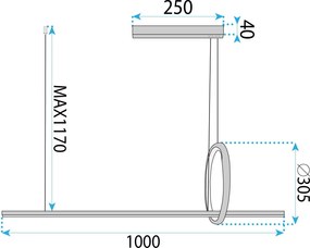 Toolight Toolight, LED závesné osvetlenie 100cm, 25W, 3000K, 2000lm, LHJ111-CP C, zlatá matná, OSW-50071