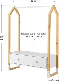 Otvorená skriňa so zásuvkou a policou
