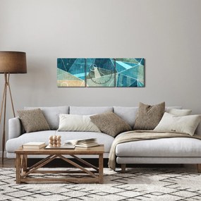 Obraz - Tyrkysová abstrakcia (s hodinami) (90x30 cm)