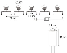 Sada 5 moderných zemných reflektorov hliníkových vrátane LED IP67 - Linsey