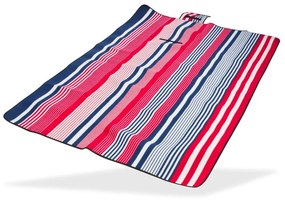 DEMA Plážová / pikniková deka 190x130 cm Acryl-Fleece, bielo-modro-červená