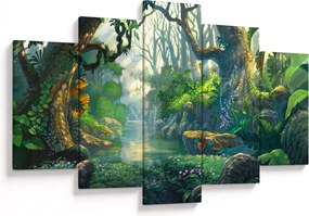 Obraz - Ilustrácia tropického lesa (150x105 cm)