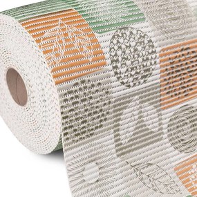 Kúpeľňová penová rohož / predložka PRO-038 Zeleno-oranžové dlaždice - metráž šírka 65 cm