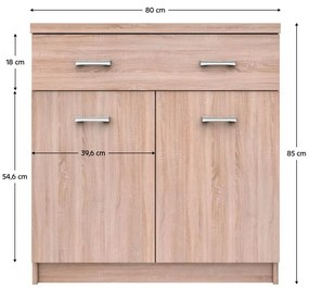 Tempo Kondela Komoda 2D1S, dub sonoma, TOPTY TYP 19