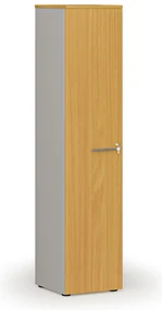 Úzka kancelárska skriňa PRIMO GRAY, 400 x 420 x 1781 mm, sivá/buk