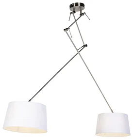 Osvetlenie na zavesenie z ocele s bielymi tienidlami z ľanu 35 cm 2-svetlo - Blitz