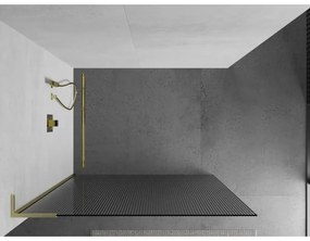 Mexen Kioto L, sprchová zástena Walk-In 70 x 200 cm, 8mm sklo s rebrovým vzorom, zlatý matný profil, 800-070-103-55-09