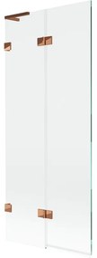 Mexen Lunar L, 2-krídlová vaňová zástena ľavá 80 x 150 cm, číre sklo, ružové zlato, 897L-080-100-60-00-L