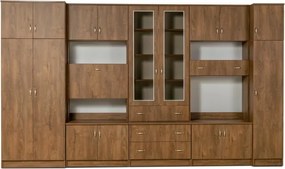 Obývacia stena VIVA hladká, dub lefkas/U13 satyna/sklo bez lepení