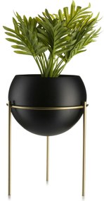 KOVOVÝ KVETINÁČ SO STOJANOM LOFT 25X18 CM ČIERNA/ZLATÁ