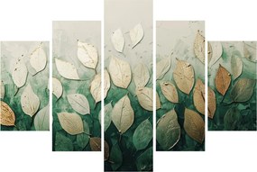 Obraz - Zlato-zelené listy (150x105 cm)