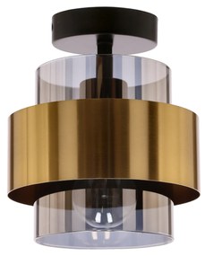 Candellux Spiega Stropné svietidlo black+brass 1x60w E27 smokey lapmshade 31-09487