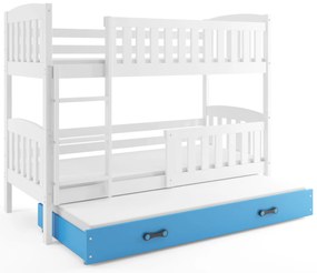 Poschodová posteľ s prístelkou KUBO 3 200x90 biela - modrá