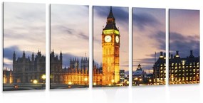 5-dielny obraz nočný Big Ben v Londýne - 200x100