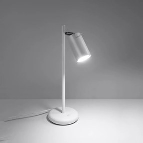Stolná lampa Ring, 1x biele kovové tienidlo