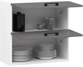 Horná kuchynská skrinka OLIWIA W60 G2 H580 biela / grafitová / sivá