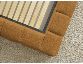 Čalúnená dvojlôžková posteľ s úložným priestorom s roštom 180x200 cm v horčicovej farbe Mont Blanc – Bobochic Paris