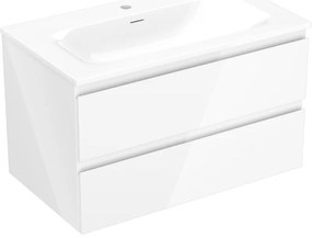 Mexen Orio, kúpeľňová skrinka 80 cm s umývadlom Vela, 2 zásuvky, biela lesklá, 91A10-08047-2-BFF00-W23M00