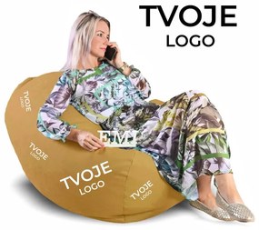 Sedací vak hruška semišová škoricová s vlastným logom EMI