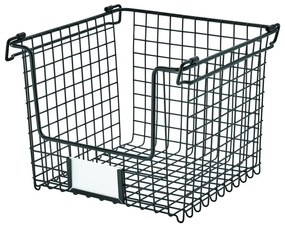 Čierny kovový košík iDesign Classico, 25,5 x 25,5 cm