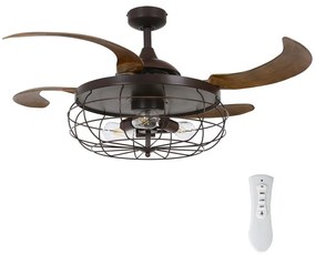 FANAWAY 212921 - LED Stropný ventilátor INDUSTRI 3xE27/4W/230V hnedá + DO
