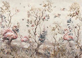 Sklenený obraz - Kresba plameniakov (70x50 cm)