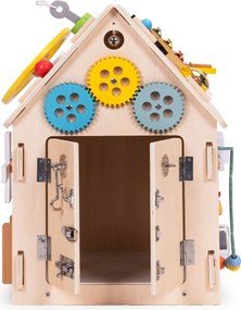 Drevený manipulačný domček ECOTOYS XXL – edukatívna hračka a organizér 30 aktivít (3+)