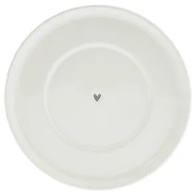 Plate Cup sm 13cm White/Heart in Grey