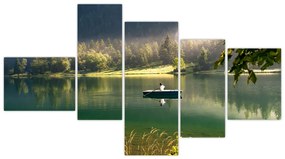 Obraz loďky na jazere