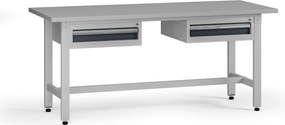 Výškovo nastaviteľný dielenský stôl G5, 1800 x 750 x 800-1000 mm, 2x kontajner, 2 zásuvky, grafit
