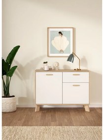 Biela/v prírodnej farbe komoda v dekore duba 99x73x39 cm Ikast – Tvilum