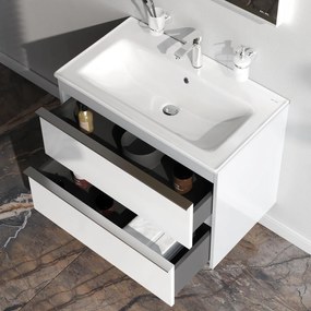 Skrinka s umývadlom 80 AM.PM Hit MTAFHX0802WG závesná, 2 zásuvky, lesklá biela