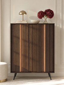 Vysoká komoda Flaro 93 cm s osvetlením - dub dunin