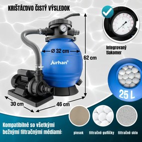Piesková filtrácia k bazénu AQUA,   10 200 l/h, modrá Jurhan