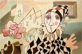 Obraz - Kubizmus - harlequin and rose (90x60 cm)