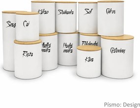 Orion Sada 12ks plechových dóz na potraviny, biele, s bambusovým vekom SADA