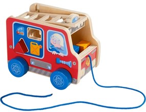 Ťahacia hračka s vkladacími tvarmi - hasičské vozidlo