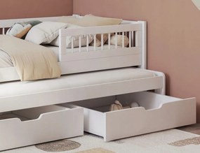 Detská posteľ z masívu borovice ORION s prístelkou a šuplíky - 200x90 cm - prírodná