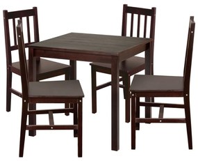 IDEA nábytok Jedálenský stôl 8842H tmavohnedý lak + 4 stoličky 869H tmavohnedý lak
