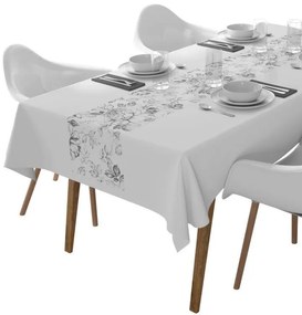 Behúň na stôl so sivými kvetmi – elegantný doplnok s luxusným nádychom