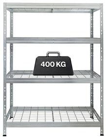 Bezskrutkový kovový regál RIVET so sieťovou drôtenou policou